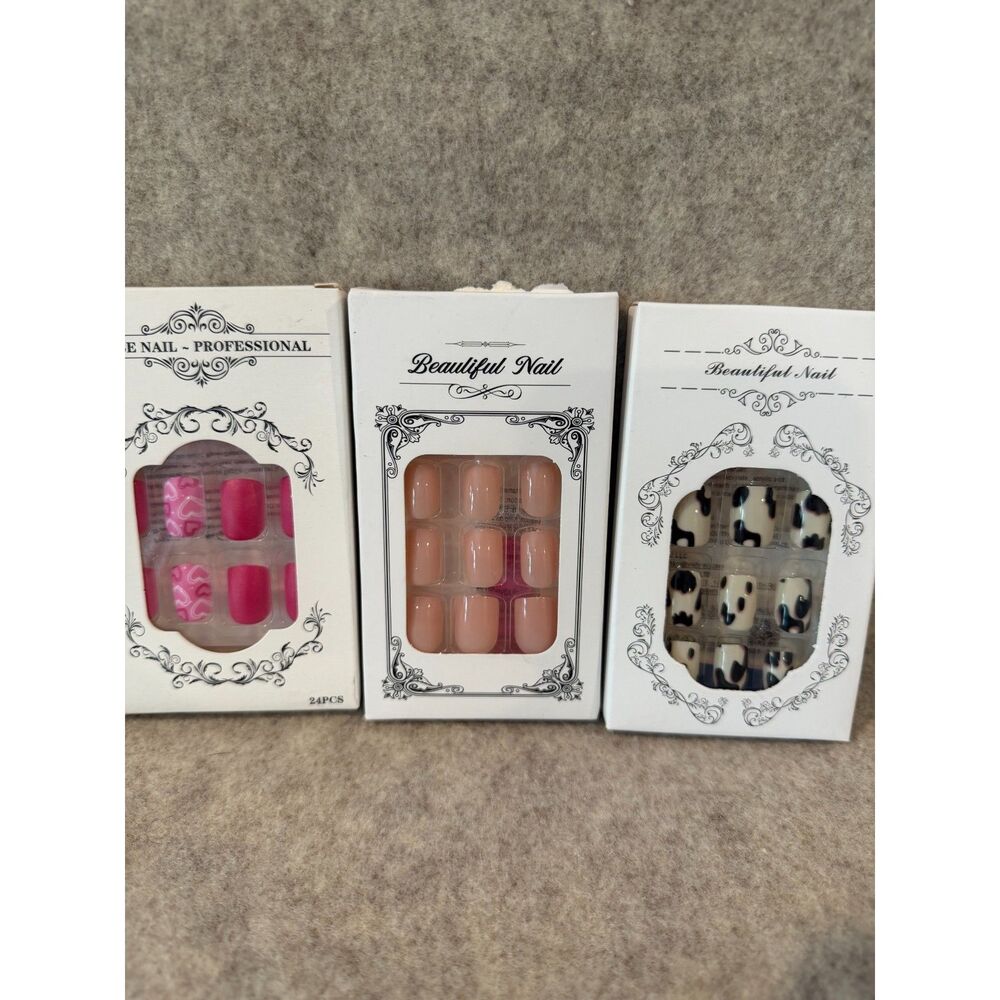False Nail Bundle Nine Package Bundle Of Fake Full Coverage Nails New In Boxes